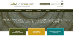 Desktop Screenshot of lobbyistsregistrar.bc.ca