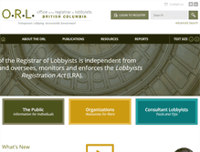 Tablet Screenshot of lobbyistsregistrar.bc.ca
